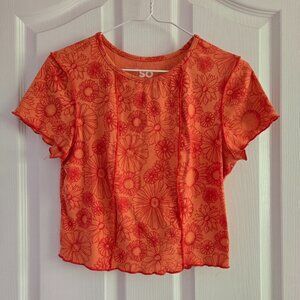 Size Large orange flowery top